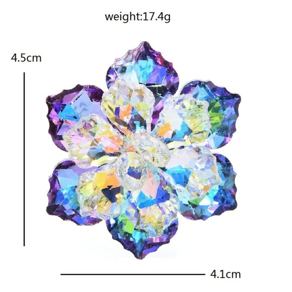Sparkling Purple & Lavender crystal flower pin brooch - Picture 2 of 5